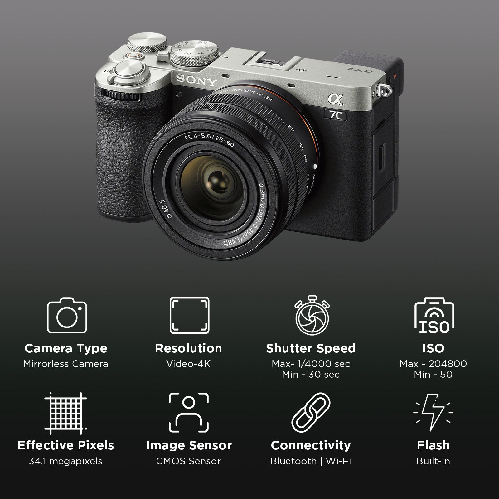 Buy SONY Alpha 7CM2L 34.1MP Mirrorless Camera (28-60 mm Lens, 35.9